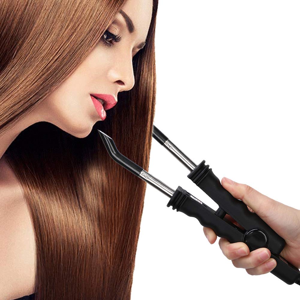 Hair Extension Connector Iron, Adjustable Temperature Hair ConnectorProfessional Hair Extensions Tool for Home and Salon Use Black US Plug 110V