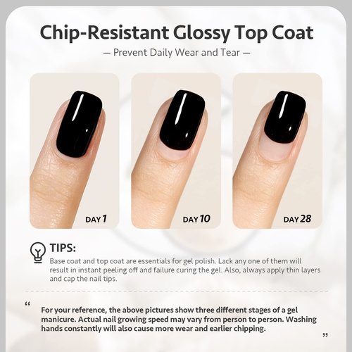 GAOY Top Coat for Gel Nail Polish, 16ml No Wipe Clear Finish, High Gloss Varnish for Long Lasting UV Nail Art DIY