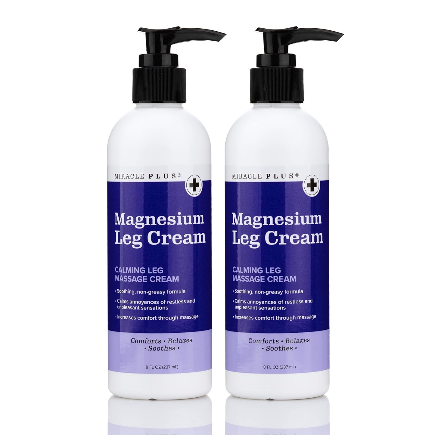 Miracle Plus Magnesium Cream For Leg Relief | Magnesium Lotion Calming Leg Cream Herbal Moisturizer Topical Body Butter Soothes + Calms Sensations, Itching, & Shaking, 2pc