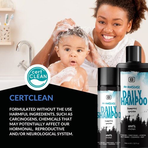No Nonsense Daily Shampoo - Vegan, Biodegradable Formula for Hydration & Breakage Prevention | Silicone & Paraben-Free
