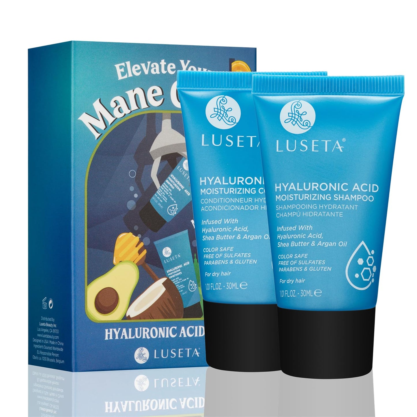Luseta Hyaluronic Acid Moisturizing Shampoo & Conditioner Set for Dry and Damaged Hair, Sulfate Free Shampoo and Conditioner for Women Infused with Argan Oil and Shea Butter Paraben-Free2 x 16.9oz