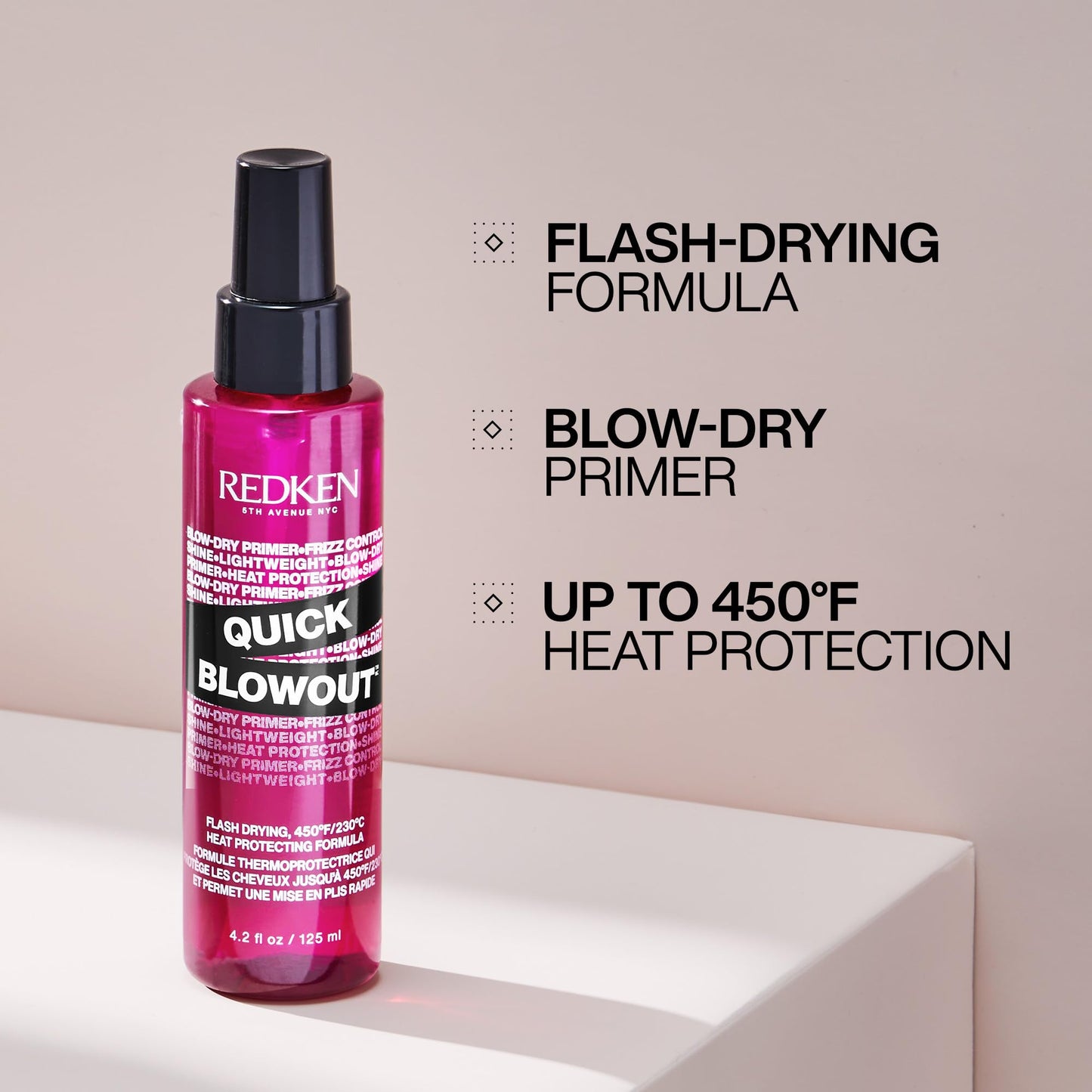 Redken Quick Blowout Heat Protectant Spray | Smooths & Adds Shine | Lightweight Blowdry Styling Primer & Heat Protection for Blowouts | For All Hair Types