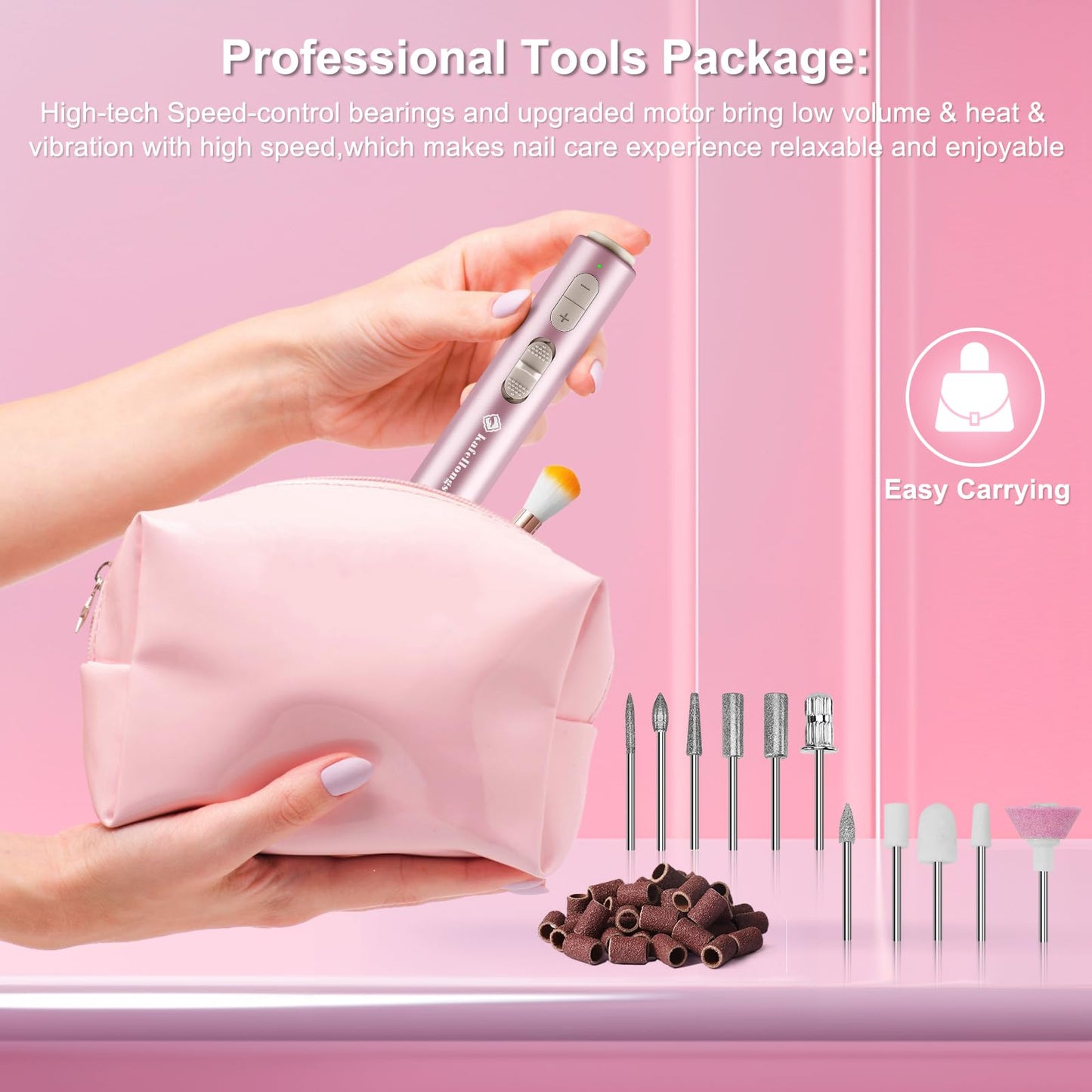Kafellongs Cordless Electric Nail Drill Electric Nail File and buffers Gel Nail Polish Women Professional Manicure Machine, Acrylic Nail kit Gel dip Powder Nail kit Nail