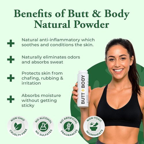 Palm Beach Naturals Butt & Body Rescue Powder - Talc-Free Whole Body Deodorant for Men & Women | Absorbs Sweat & Controls Odor - 4oz