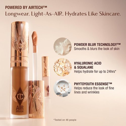 Charlotte Tilbury AIRbrush Flawless Blur Concealer - Hydrating, Crease-Proof Full Coverage for Dark Circles & Blemishes - Natural Matte Finish