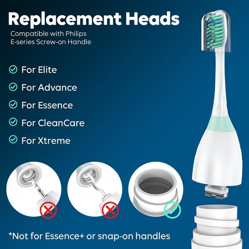 Philips Sonicare Replacement Toothbrush Heads - Compatible E-Series & More, 6-Pack