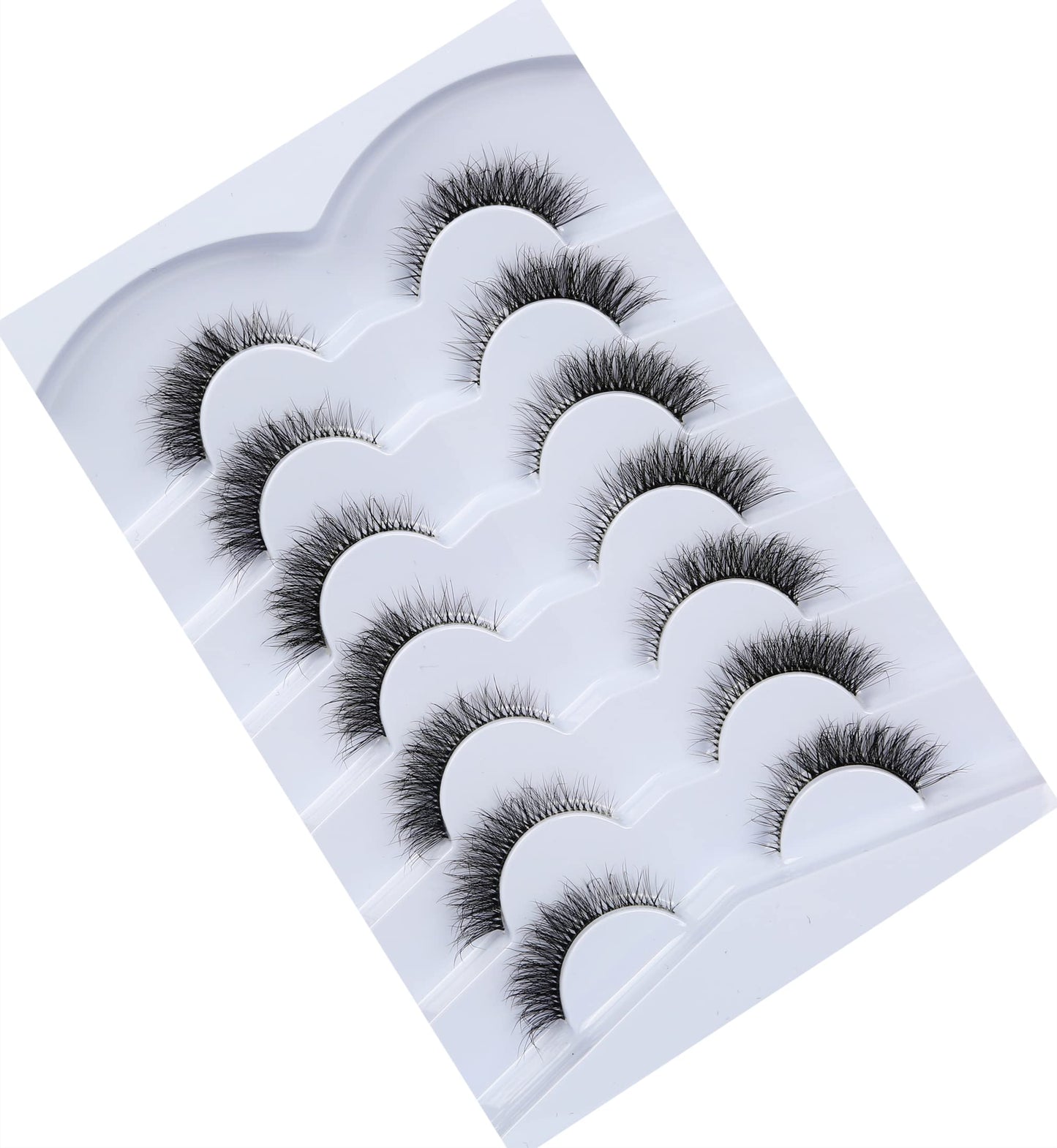 Pooplunch False Eyelashes Cat Eye Look Natural Short Lashes Wispy Clear Band Extension Volume Fluffy Fake Eyelashes Faux Mink Lash Strips 7 Pairs Multipack