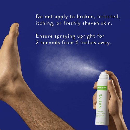 Native Whole Body Deodorant Spray - Cucumber & Mint Scent | 72-Hour Odor Control, Aluminum-Free, 3.5 oz