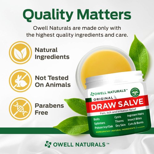OWELL Naturals Drawing Salve Ointment - Effective Boil & Cyst Removal | Splinter & Bug Bite Relief