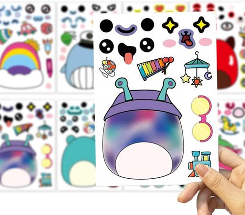 24 Sheets Cute Anime Make a Face Stickers,Birthday Supplies,Birthday Party Favor Supplies Craft