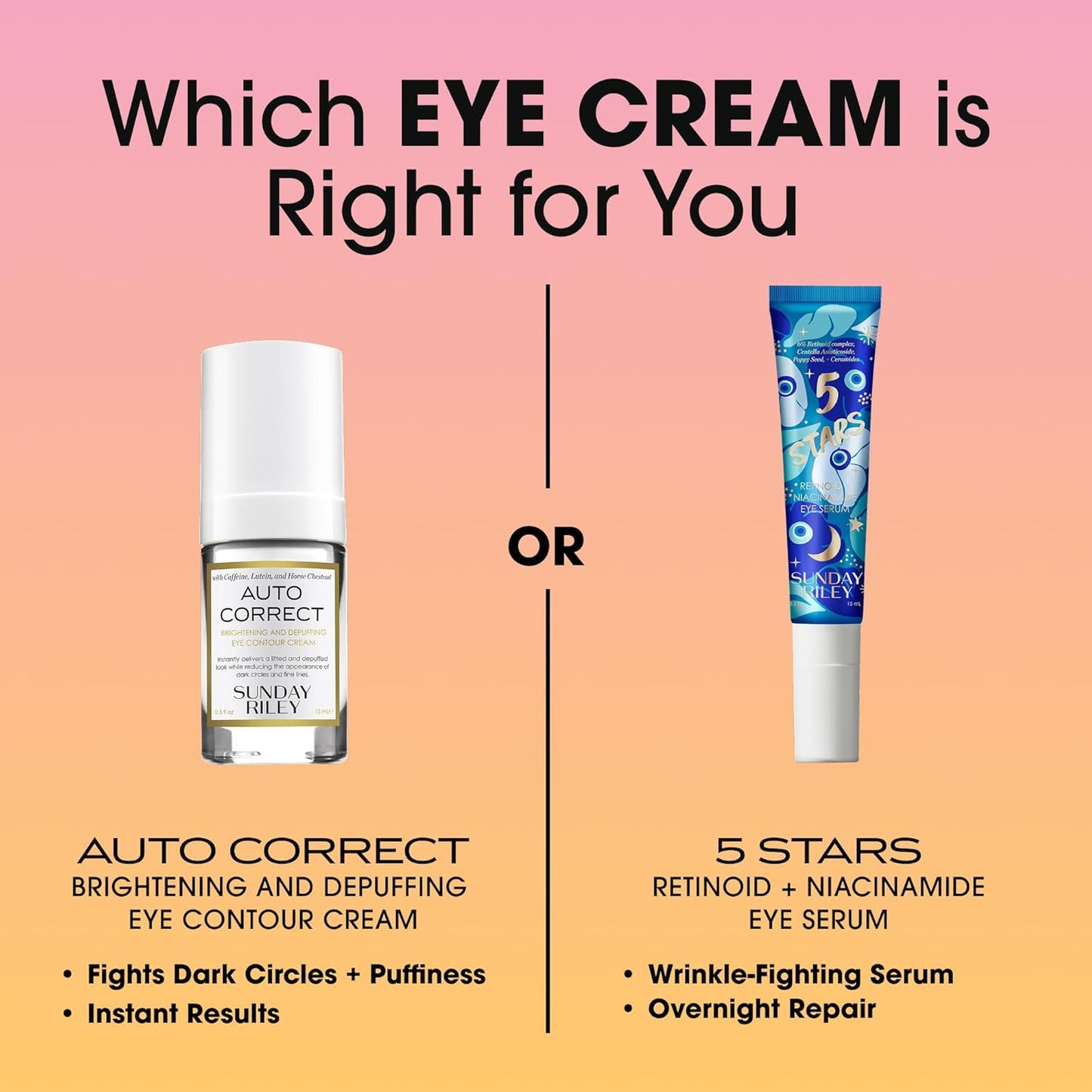 Sunday Riley Auto Correct Eye Cream - Brightening & Firming Formula for Youthful Eyes