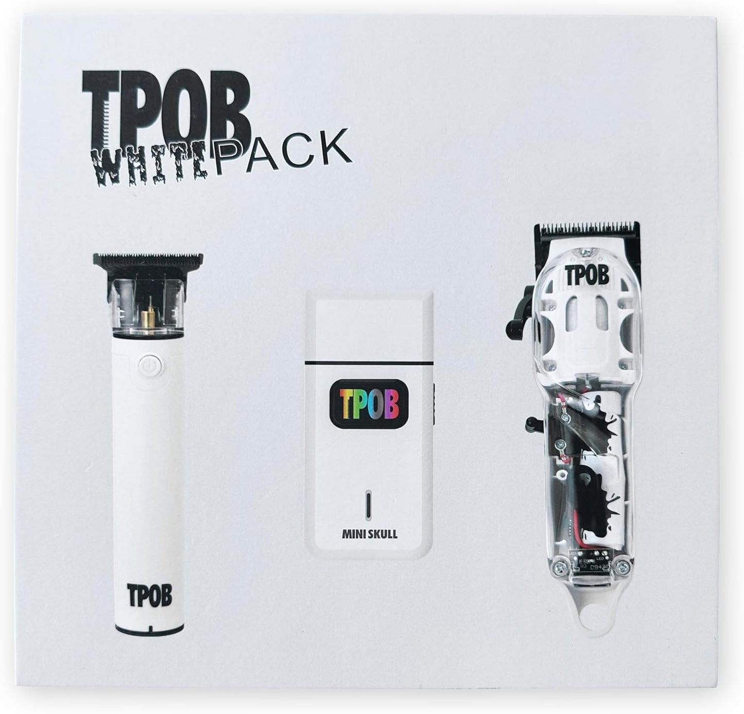 TPOB Barber Hair Clippers Set - Matte White Case with Fade Blade for Precision Grooming