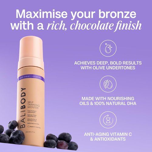 Bali Body Deep Violet Self-Tanning Mousse & Mitt Bundle - Streak-Free, Natural Bronzed Shade | Vegan & Cruelty-Free