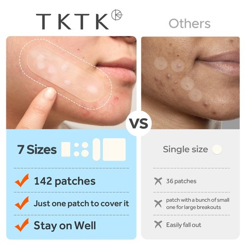 Large Pimple Patches for Face, 7 Sizes Big Acne Patches, FSA Eligible XL Hydrocolloid Bandages for Body, Chin, Forehead, Nose, Blemish Zit Breakouts, Hydrocolloid Patch (Square, Strip, Dot 142 Count)