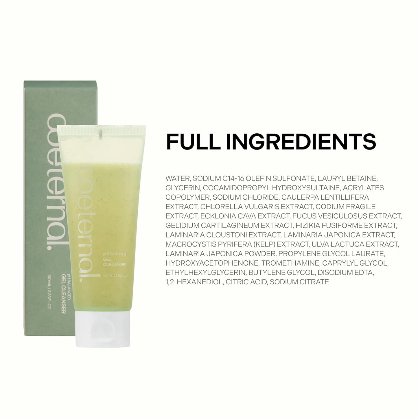 Skiennix pH Balanced Gel Cleanser - Hydrating Korean Foaming Face Wash with Algae11 & Kelp Powder | 100ml/3.38 fl.oz.