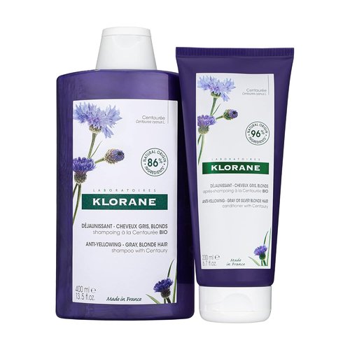 Klorane Shampoo with Centaury - Brightens Blonde & Gray Hair | Neutralizes Brassiness - 13.5 fl. oz.
