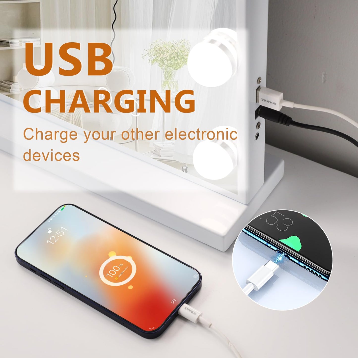 Leishe Vanity Mirror with Lights and Speaker Large Hollywood Vanity Mirror with 15 LED Bulbs and Smart Touch Control Desktop Makeup Mirror with 10X Magnification and USB Charge Port