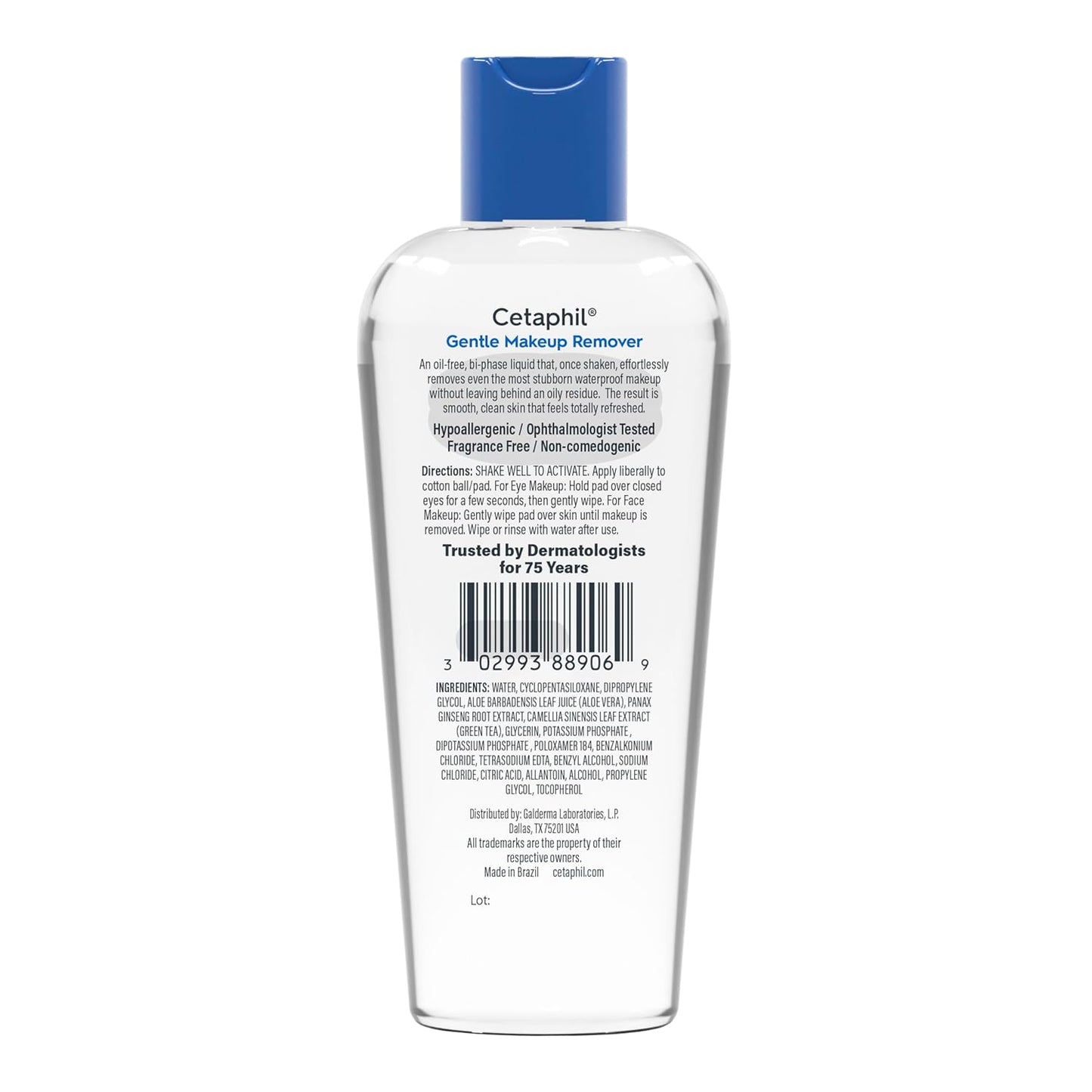 Cetaphil Gentle Waterproof Makeup Remover - Oil-Free Formula for Sensitive Skin | 6 Fl Oz