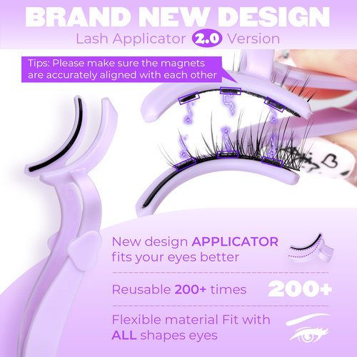 JIMIRE Magnetic Eyelashes Natural Look Soft Magnetic Half Lashes Reusable Comfortable Magnetic Half Eyelashes with Applicator No Glue No Eyeliner Needed Wispy Cat Eye Magnetic Lashes