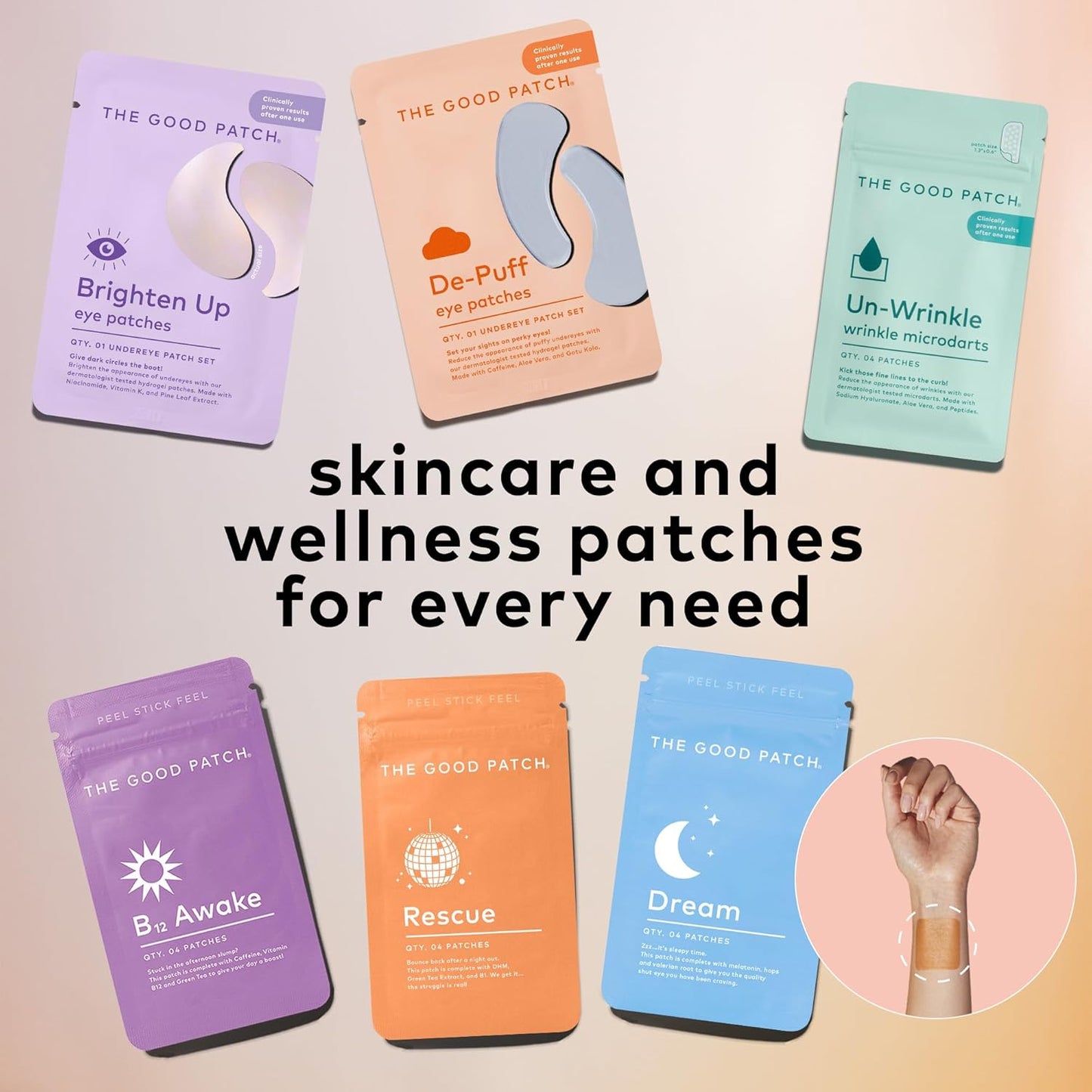 The Good Patch Un-Wrinkle Microdart Patches - Anti-Wrinkle Solution for Crow's Feet | 8 Patches with Sodium Hyaluronate & Aloe Vera