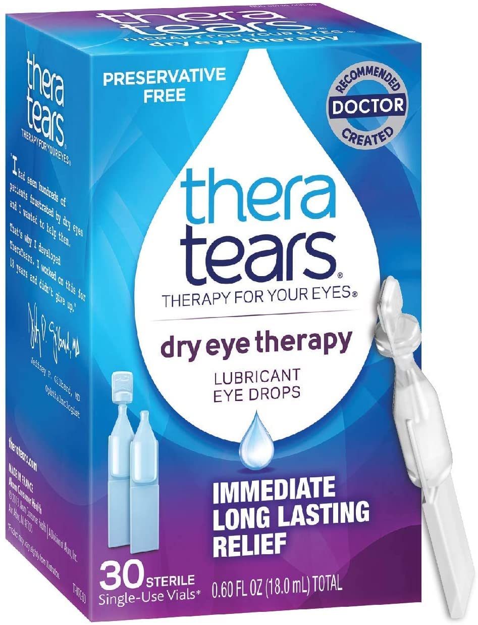 TheraTears SteriLid Eyelid Cleanser and Dry Eye Therapy Lubricant Eye Drops Bundle, 2 fl oz and 30 Vials