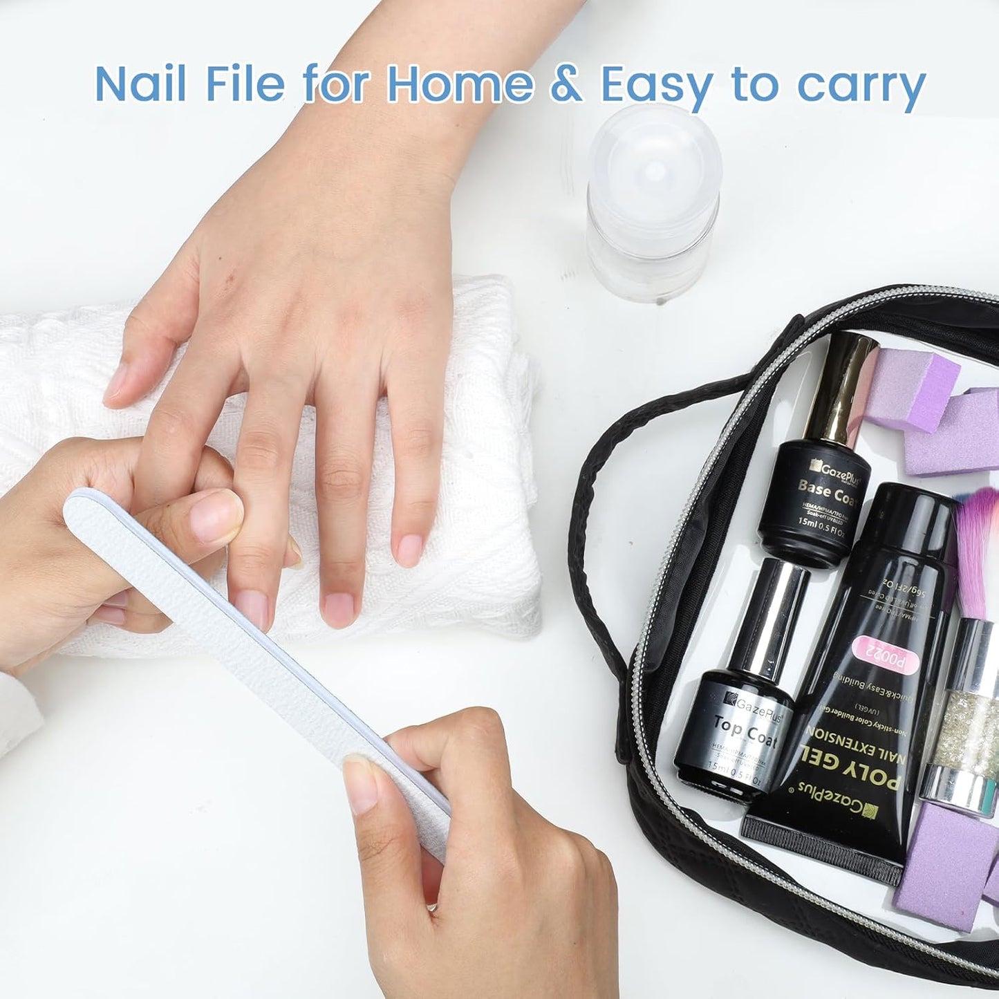 Skiennix Nail Files - 24 PCS Professional 7" Emery Boards | Washable 80/100 Grit for Acrylic & Gel Nails