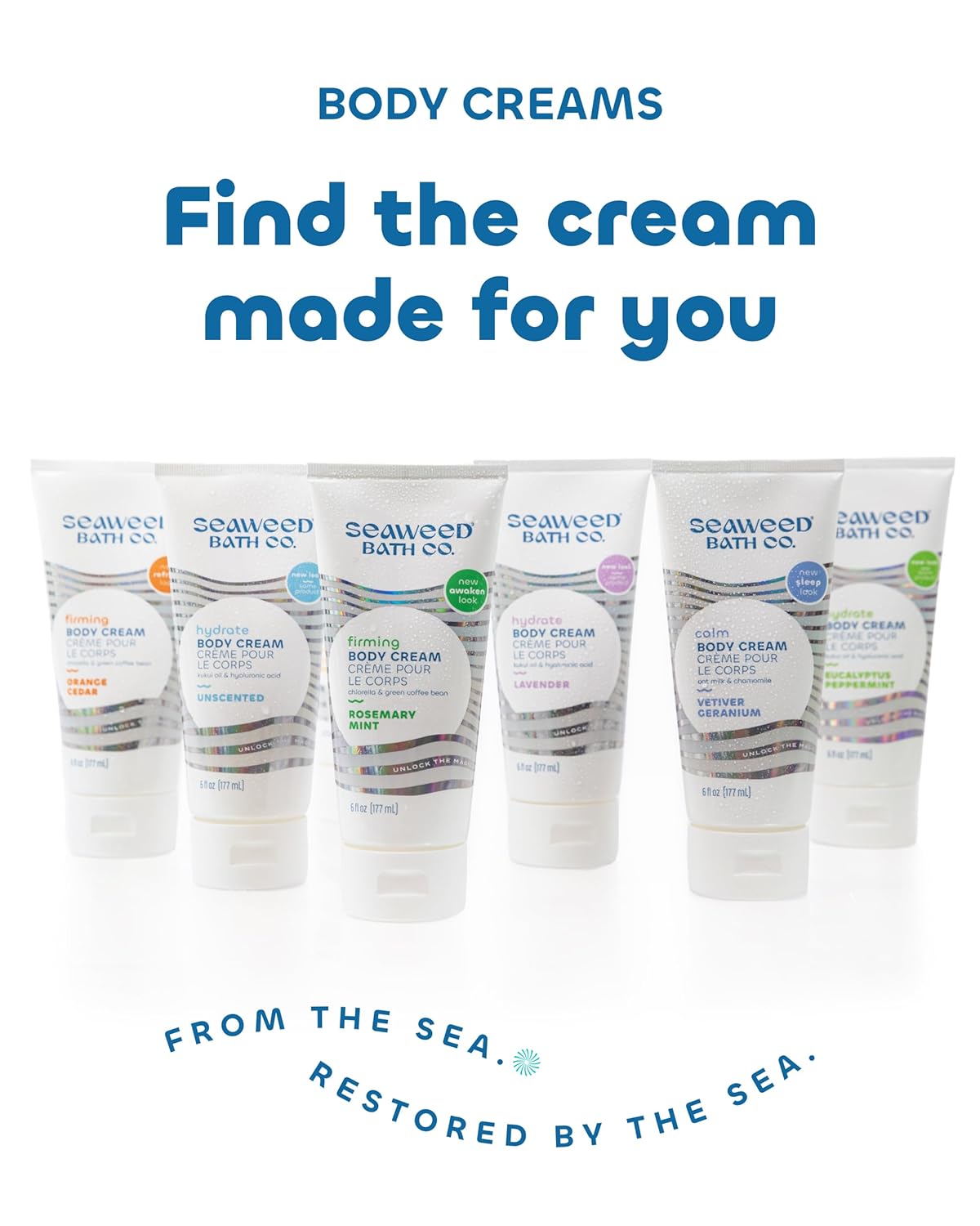 Seaweed Bath Co. Hydrate Body Cream - Unscented Moisturizer with Vitamin E & Hyaluronic Acid | 6 oz
