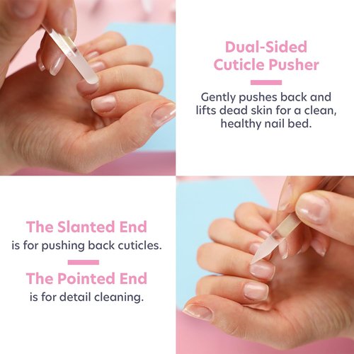 Bona Fide Beauty Nail Kit - Handmade Czech Glass | 4PC Gift Set for Teenage Girls in Clear Color