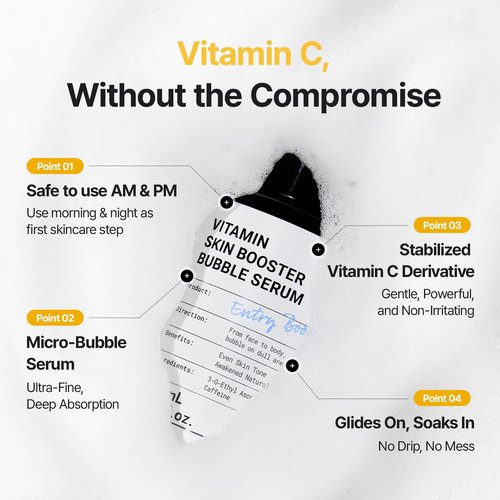 MEDITHERAPY Vitamin C Serum for Face – Micro-Bubble Formula for Instant Absorption, Visibly Radiant Glow – Advanced Vitamin C, Non-Irritating AM/PM Use for Sensitive Skin – 3.38 fl oz