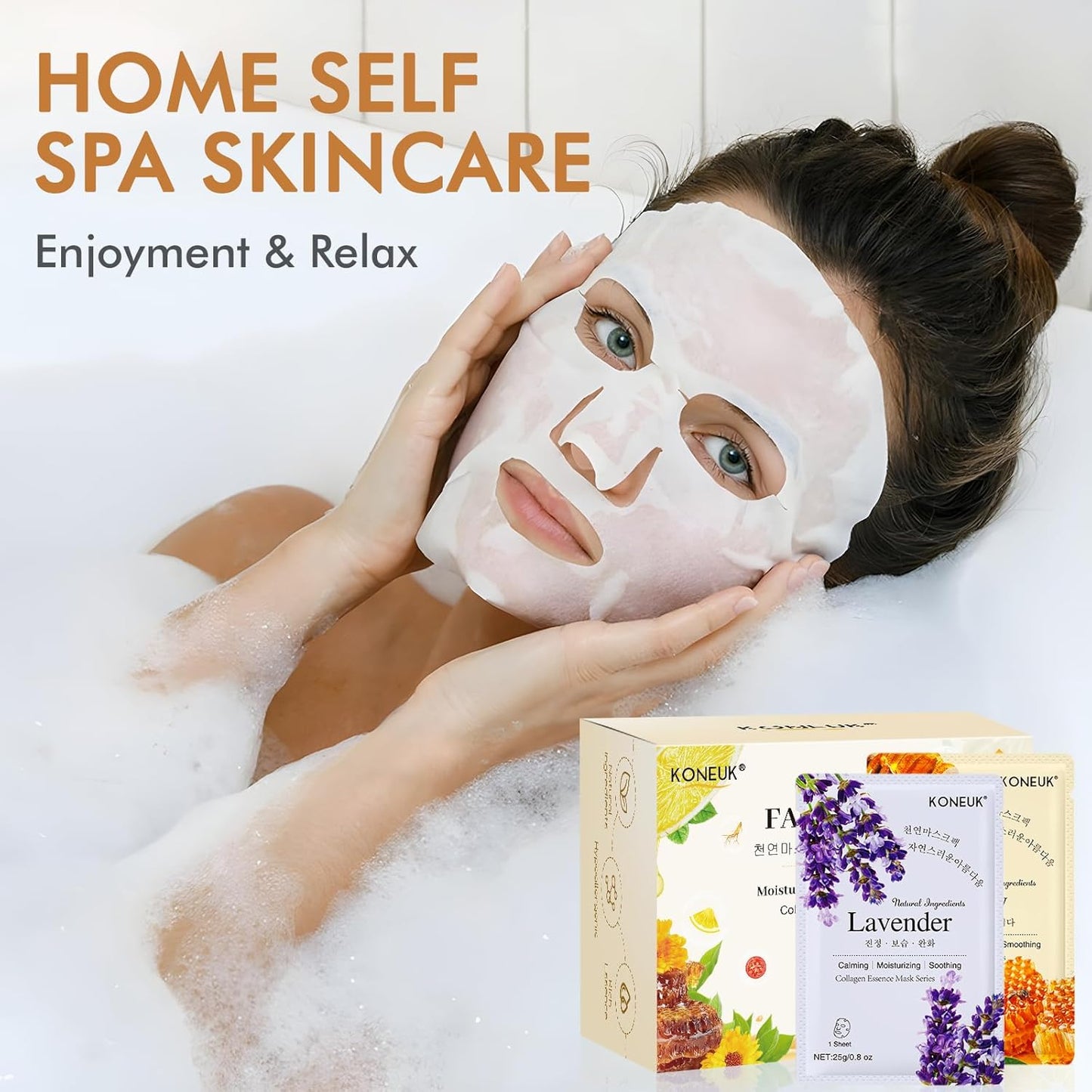 Skiennix Collagen Essence Face Masks - Hydrating Sheet Masks for Dry & Sensitive Skin | 60 Pack