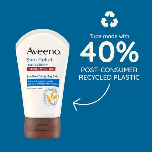 Aveeno Skin Relief Intense Moisture Hand Cream with Soothing Prebiotic Oat for Dry and Sensitive Skin Cream Softens & Smooths Hands & Lasts Through Hand Washing, Fragrance-Free, 3.5 oz