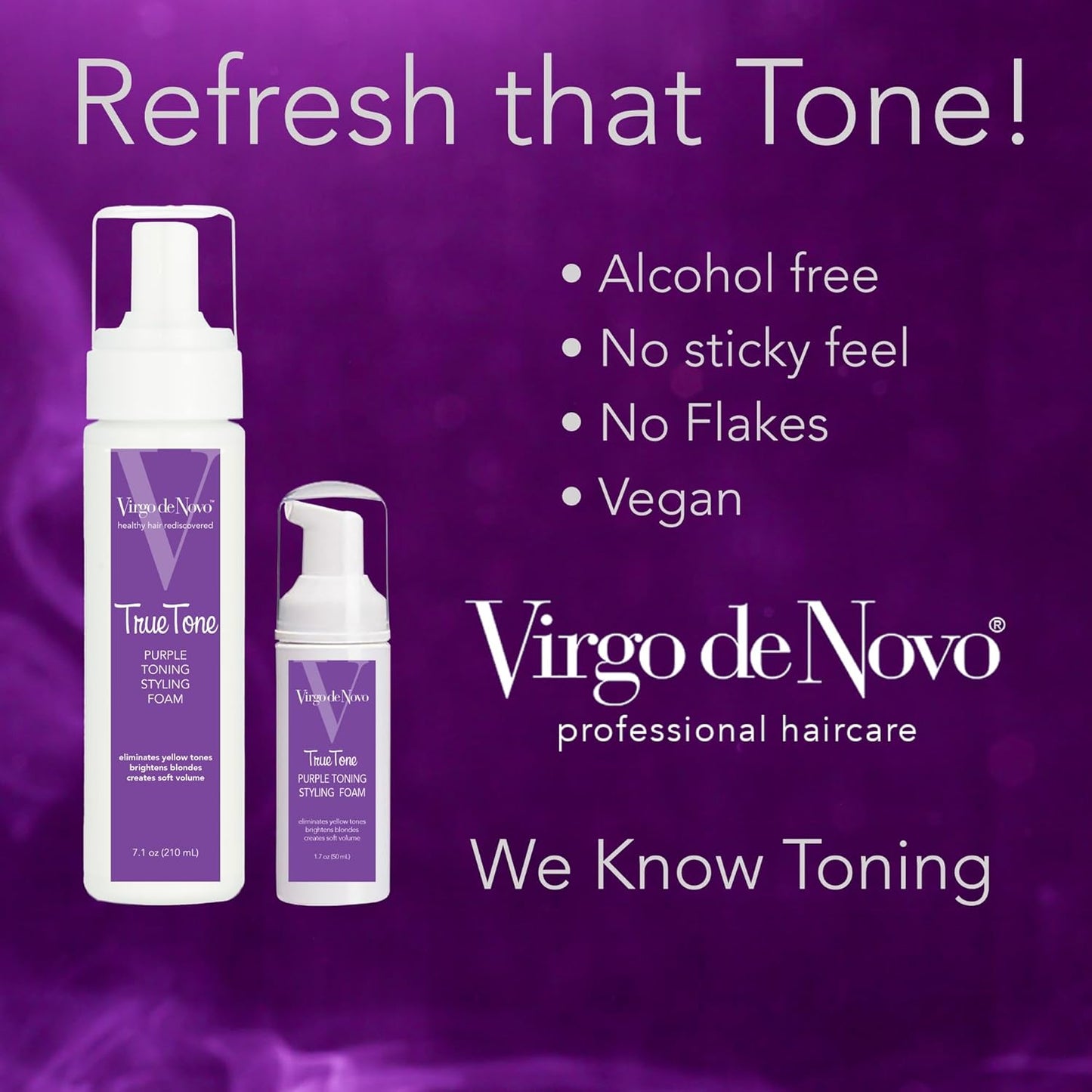 True Tone Purple Toning Foam - Brightens Blonde Hair & Eliminates Brassiness - 1.7 oz