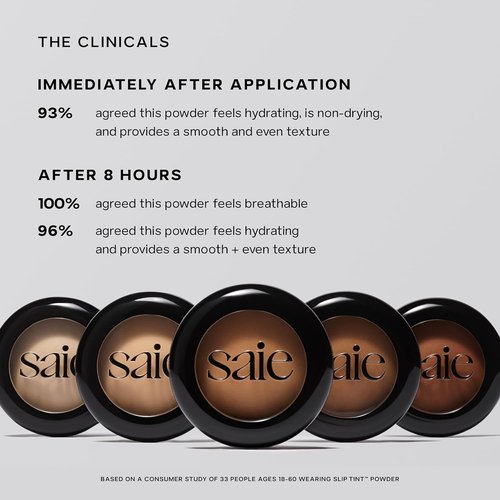 Saie Slip Tint Baked Setting Powder - Translucent Face Makeup for Natural Radiance - Blurs & Brightens - Translucent 2 (0.24 oz)