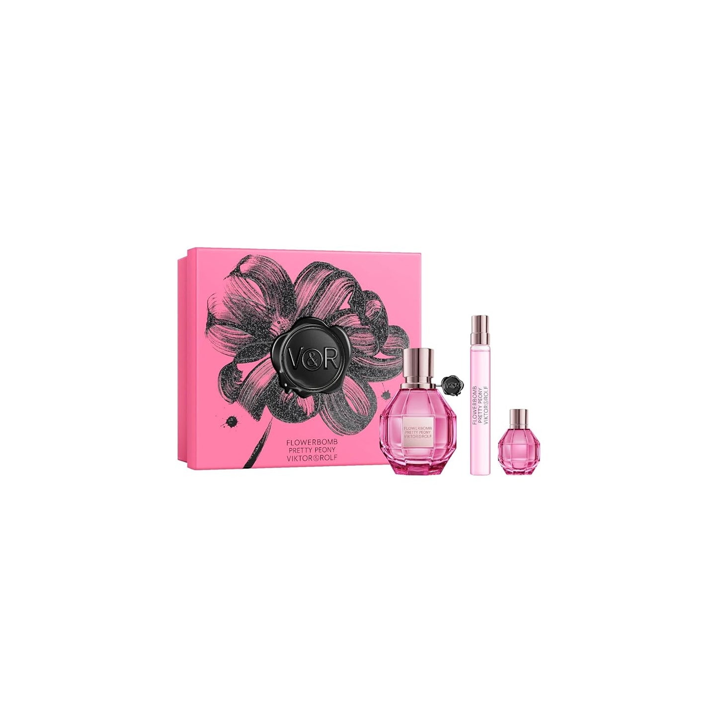 Viktor&Rolf - Flowerbomb Pretty Peony Eau de Parfum - Floral & Woody Women's Perfume Set | Full Size 1.7 Fl Oz & Travel Size 0.3 Fl Oz