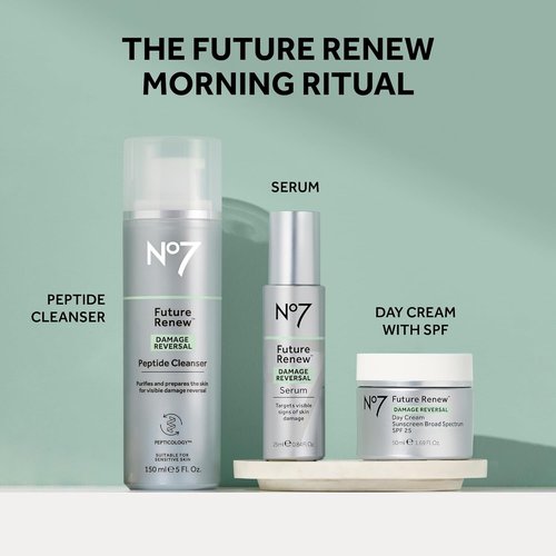 No7 Future Renew Face Cleanser - Anti-Aging Peptide Formula for Smoother, Nourished Skin | Fragrance-Free (5 Fl Oz)
