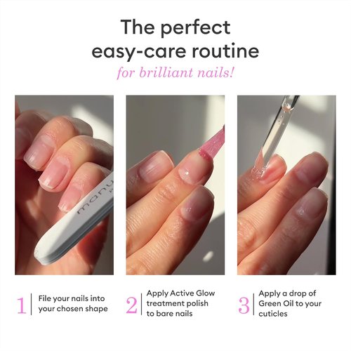 Manucurist Active Glow Raspberry Gift Set - Nail Polish, Cuticle Oil & Mini File Included | Perfect Nail Care Essentials