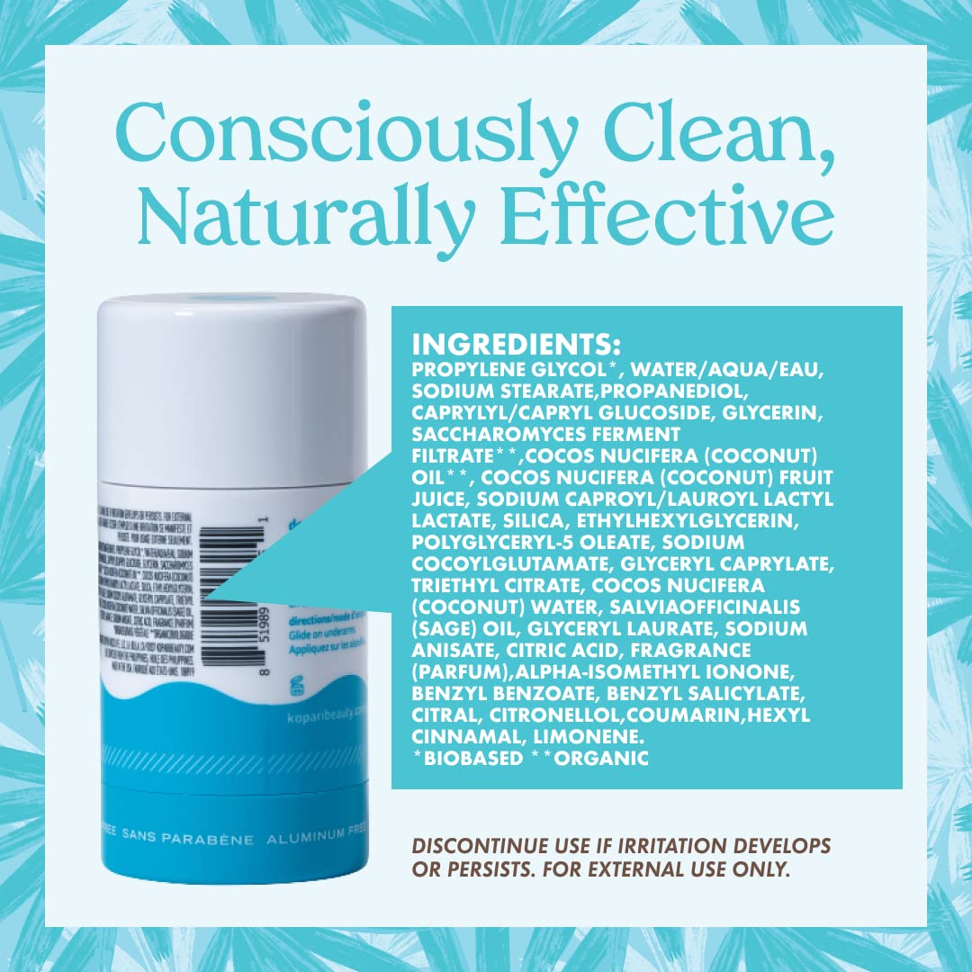 Kopari Aluminum Free Deodorant with Organic Coconut Oil | Beach 2 Pack | Vegan, Gluten Free, Cruelty Free, Non-Toxic, Paraben Free, Odor Protection, Naturally Derived Plant Based Ingredients | 2.0 oz