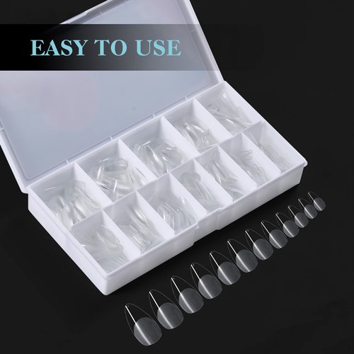Gelike ec Nail Tips Almond for Salon: 552 Pcs Medium Soft Gel Nail Tips for Manicure 12 Sizes