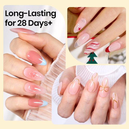 Beetles 2Pcs 15ml Gel Nail Glue, 9 In 1 UV Nail Glue for Acrylic Nail Tips, Super Strong Brush for Base Coat, Gift for Women, UV LED Light Required