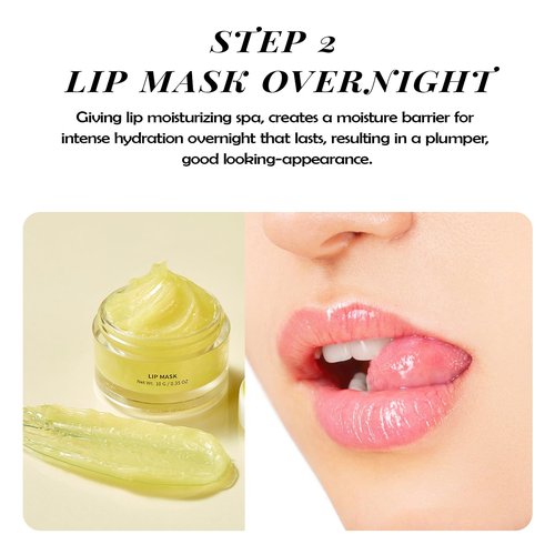 ANAI RUI Lip Care Kit - Lip Sugar Scrub Set, Lip Sleeping Mask & Lip Exfoliator Scrub - Overnight Lip Skin Treatment - Scrub & Moisturizer for Dry Chapped Cracked Peel Lips (Turmeric+Honey)