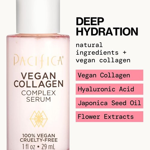Pacifica Vegan Collagen Complex Face Serum - Anti-Aging Hydration with Hyaluronic Acid for Plumping & Firming