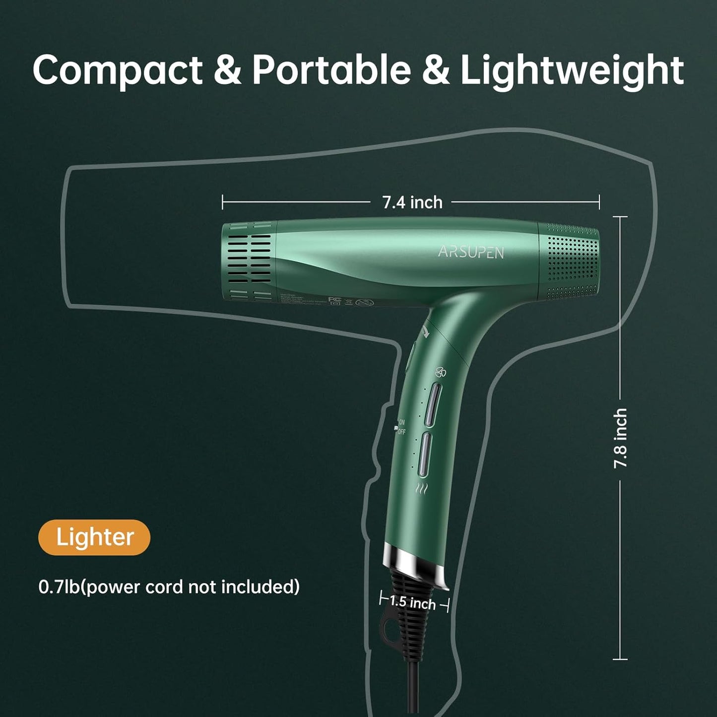 Skiennix Compact Negative Ion Hair Dryer - Lightweight, Foldable Design with Diffuser for Fast Drying