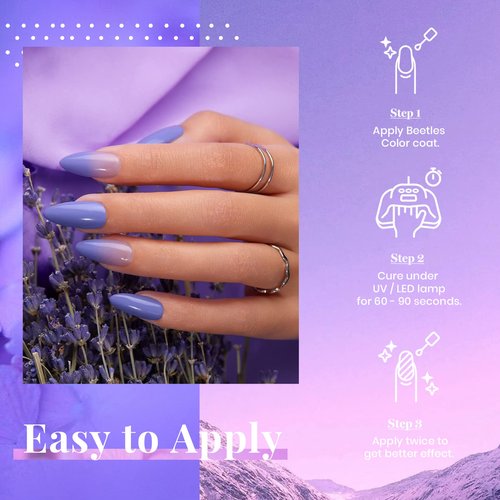 Beetles Purple Gel Polish - 1pc 15ml Periwinkle Pale Soft Purple Gel Spring Colors Soak Off Uv Lamp Nail Art Manicure Salon Design DIY Home Gift for Women Girls