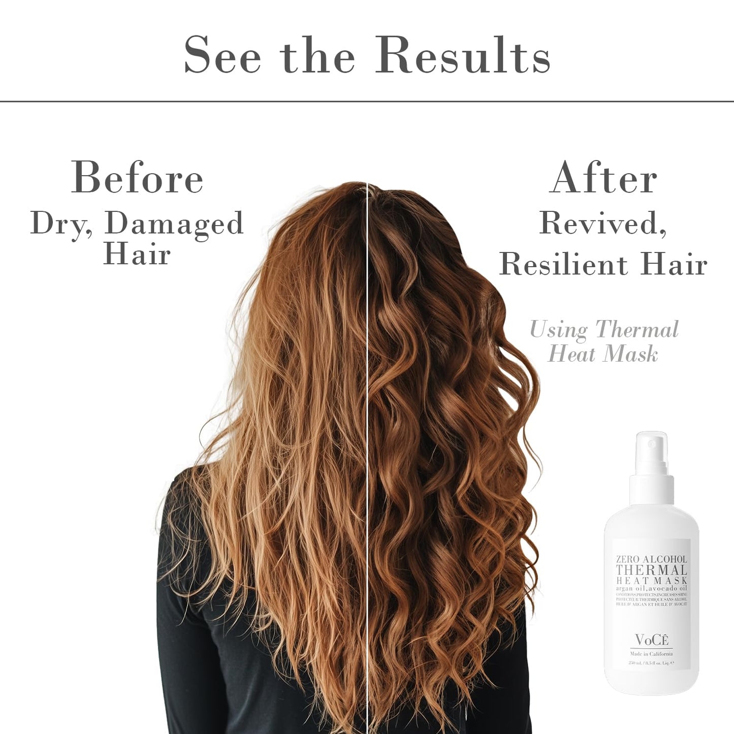 VoCÊ Thermal Protection Haircare Spray | Natural Heat Protectant for Hair | Memory Retention, Anti-Frizz, Non-Toxic, Cruelty-Free, Vegan (8.5 oz | 250 ml)