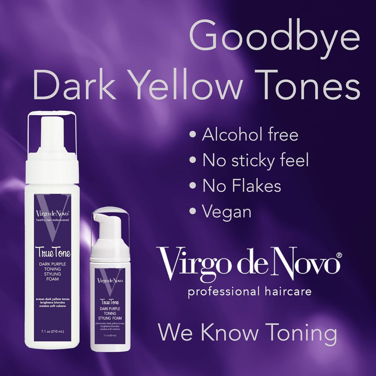True Tone Dark Purple Toning Foam - Brightens Blonde Hair & Eliminates Brassy Tones - 1.7 oz