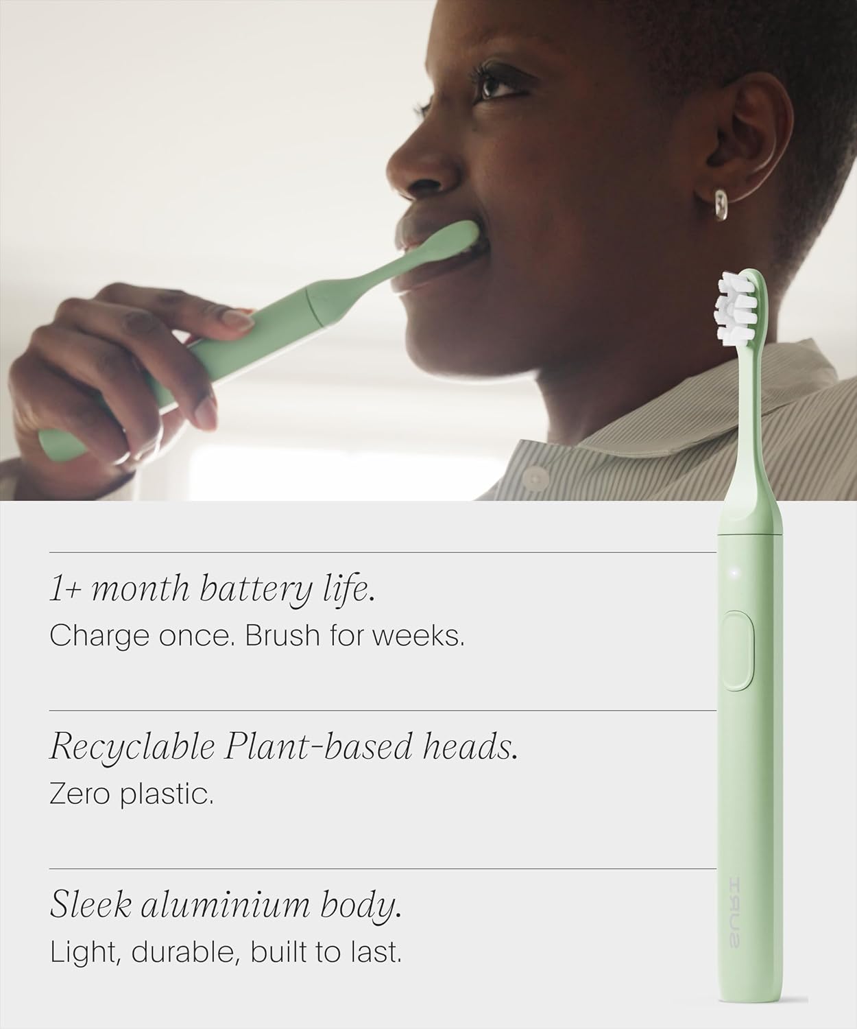 SURI 2.0 Sonic Electric Toothbrush - Pressure Sensor & UV-Cleaning Case | 1 Month+ Battery | Green