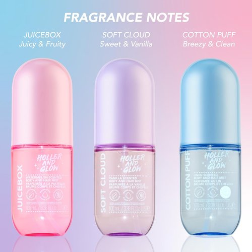 Holler And Glow Mood Boosting Body & Hair Mist - Long Lasting Vanilla Fragrance | 3.38 Fl Oz