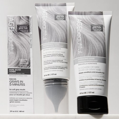 AGE beautiful Brightening Wash Shampoo for Silver or Gray Hair, With CoQ10 + Charcoal, Remove Mineral Build-up & Pollution for Bright, Shiny Hair