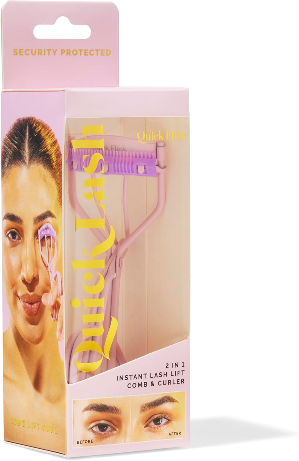 The Quick Flick Eyelash Curler - Stainless Steel Design for All Eye Shapes | Pink Travel-Friendly Curler