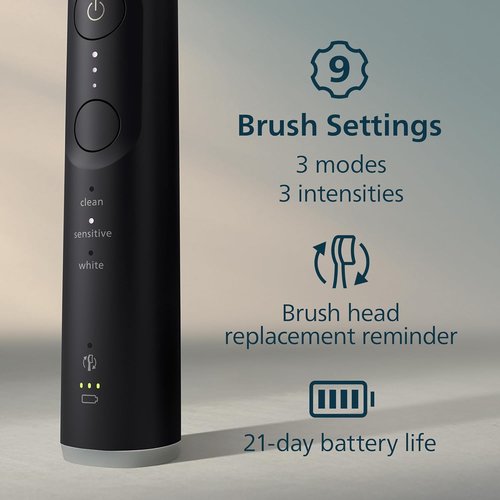 Philips Sonicare 6700 Series Electric Toothbrush - Advanced Sonic Technology, 9 Settings, Travel Case, Black | HX7411/06